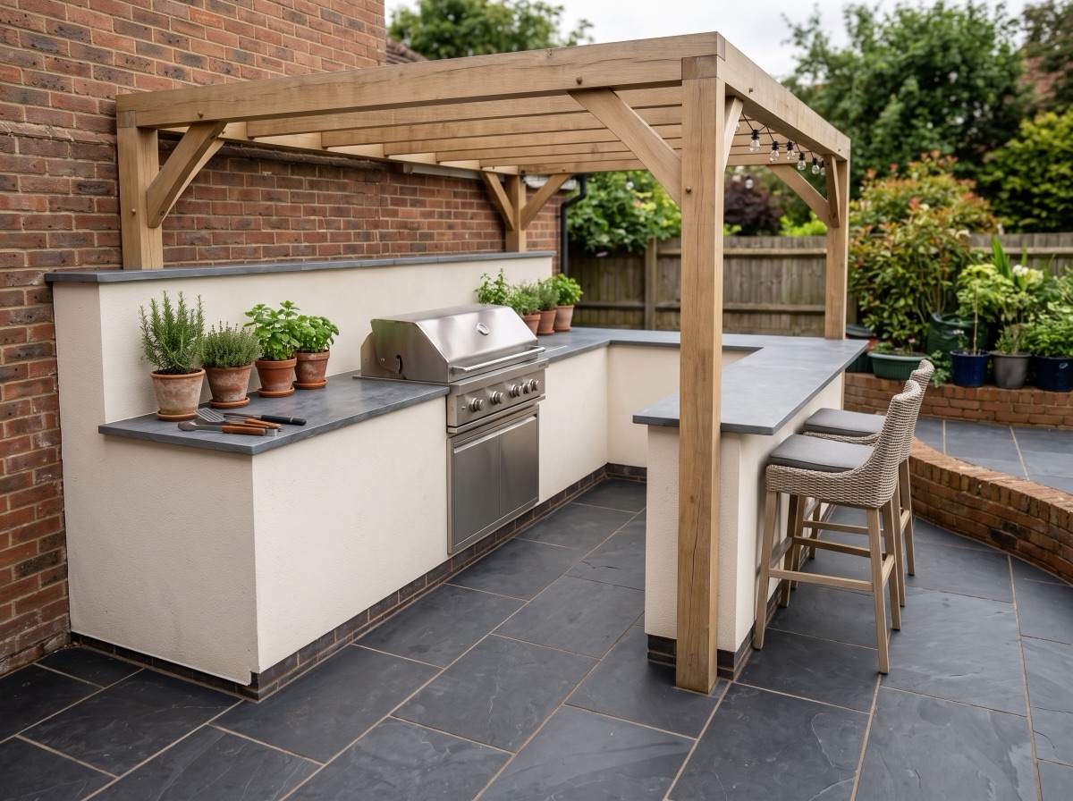 Outdoor Kitchen Ideas for UK Gardens: Layouts, Surfaces & Zoning