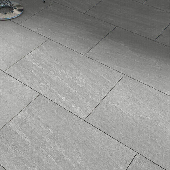 Close view of Kandla Grey porcelain slabs