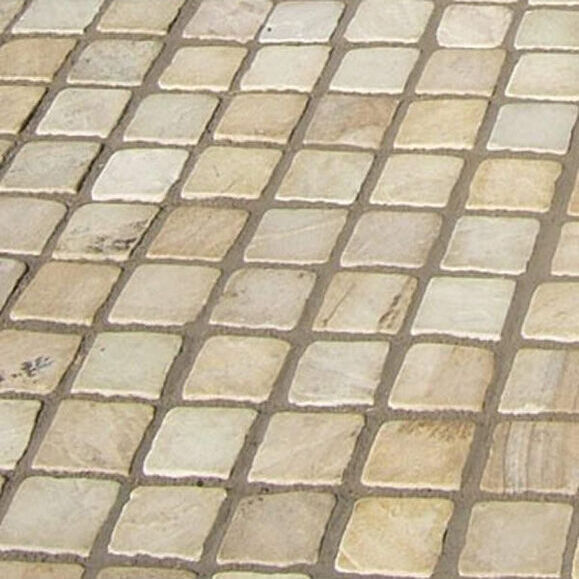 Fossil Mint Indian Sandstone Cobblestones Pack 100 x 100 7m2 40mm to 60mm