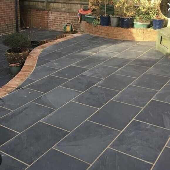 Charcoal Brazilian Slate – Outdoor Porcelain Paving Slabs – 900×600