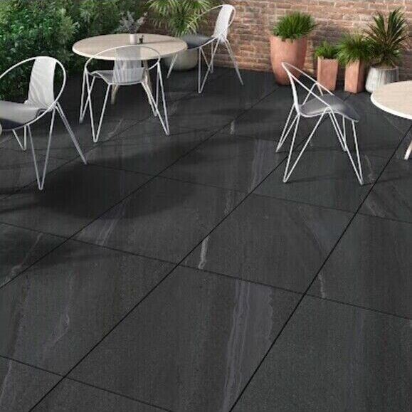 Dunestone Black Porcelain Patio Tiles 900x600 - 16mm