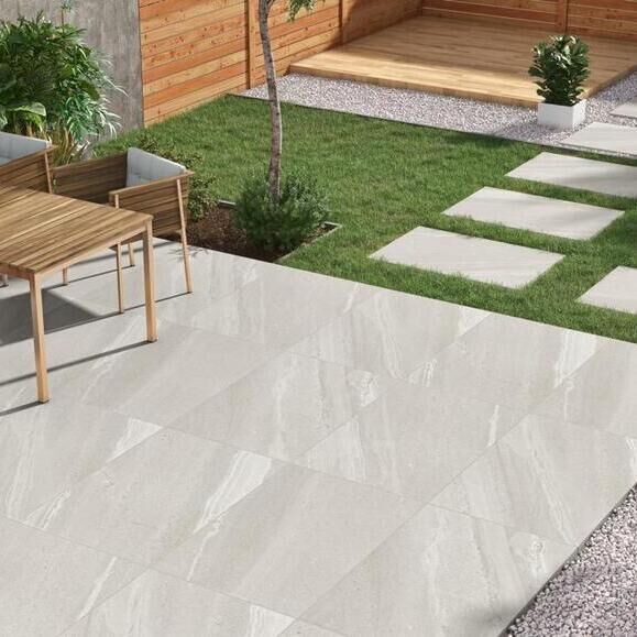 Dunestone White Anti-Slip Outdoor Porcelain Paving Slabs – 900×600