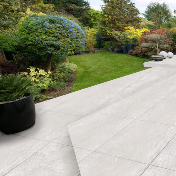 Everest Pearl Outdoor Porcelain Paving Slabs – 900×600