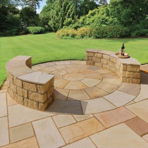 Golden Brown Indian Sandstone Patio Paving Slabs - NATURAL Finish