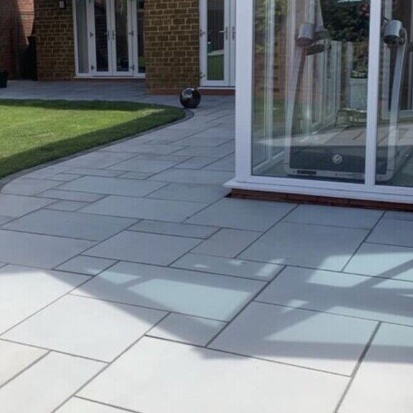 Shop Sandblast Finish Kandla Grey Paving Slabs | Indian Sandstone.