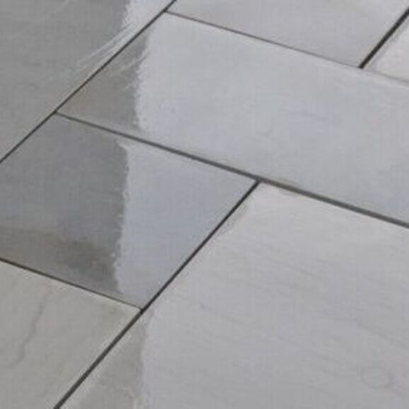 Kandla Grey Sandstone Patio Paving Slabs - HONED & SAWN Finish