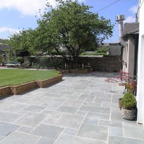 Kota Blue Indian Limestone Patio Paving Slabs - NATURAL Finish