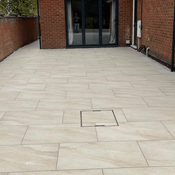 Lastle Beige Patio Porcelain Paving Slabs – 900×600