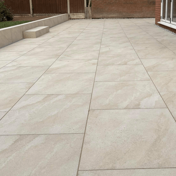 Lastle Beige Patio Porcelain Paving Slabs – 900×600