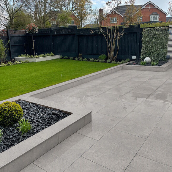 Moon Sand Grey Porcelain Patio Paving Slabs – 900×600