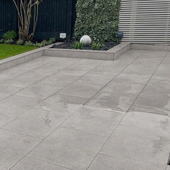 Moon Sand Grey Porcelain Patio Paving Slabs – 900×600