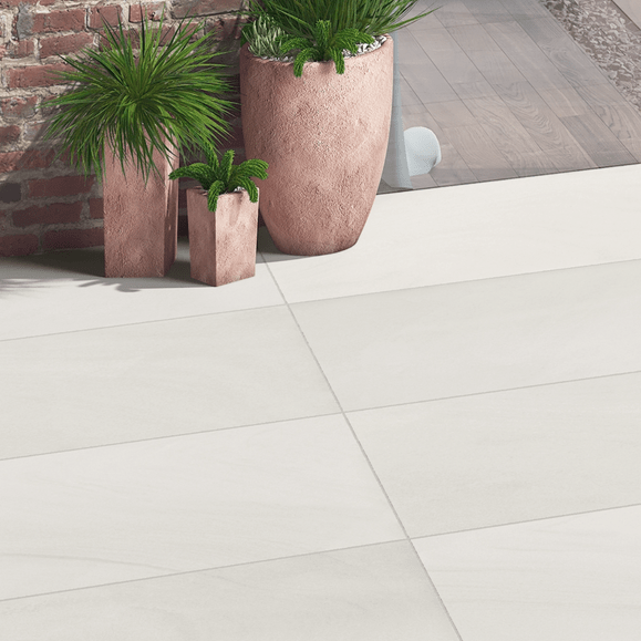 Opal White Patio Porcelain Paving Slabs – 900×600
