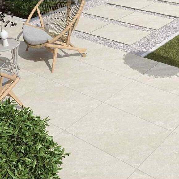 Quartz White Patio Porcelain Paving Slabs – 900×600