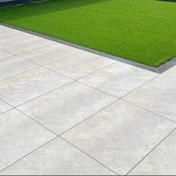 Quartz White Patio Porcelain Paving Slabs – 900×600