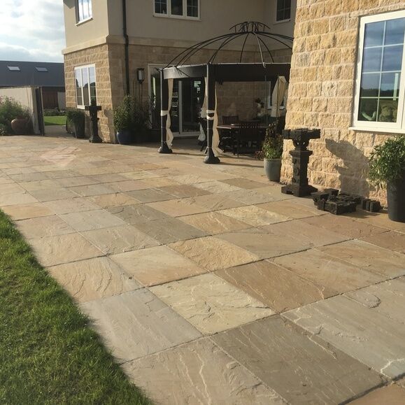 Raj Green Tumbled Finish Paving Slabs - Indian Sandstone
