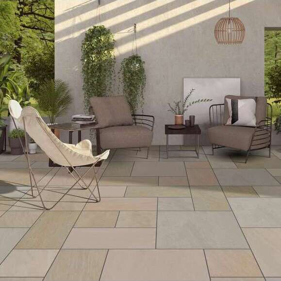 Raj Green Outdoor Porcelain Paving Slabs – 900×600