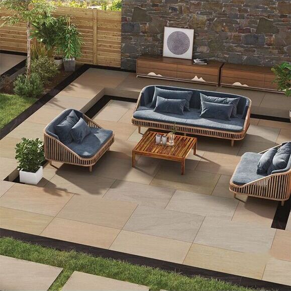 Raj Green Outdoor Porcelain Paving Slabs – 900×600