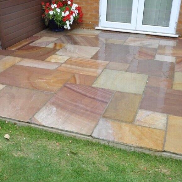 Rippon Rose Indian Sandstone Patio Paving Slabs - NATURAL Finish