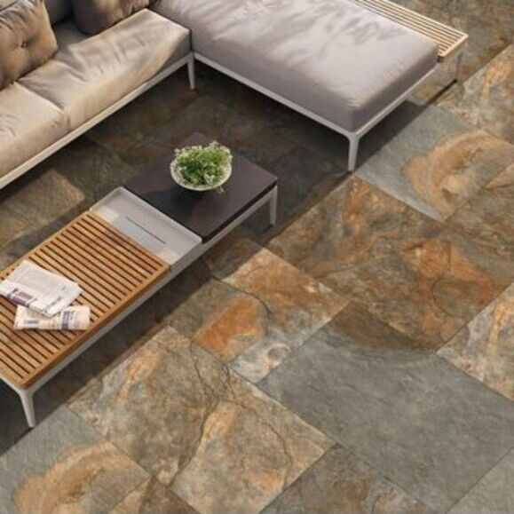 Rustic Copper Slate Outdoor Porcelain Paving Slabs – 900×600