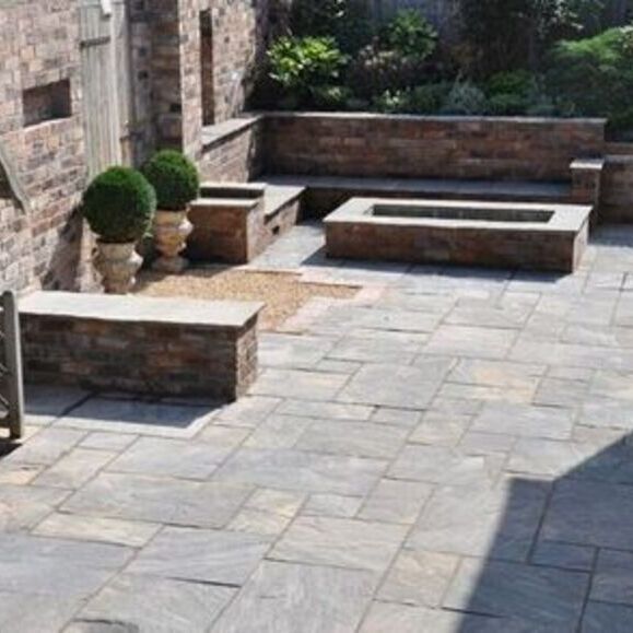 Sagar Black Indian Sandstone Patio Paving Slabs - NATURAL Finish