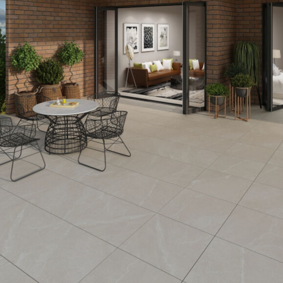 Salten Beige Spanish Porcelain Anti Slip Paving Slabs Pack 21m2 595x595 20mm