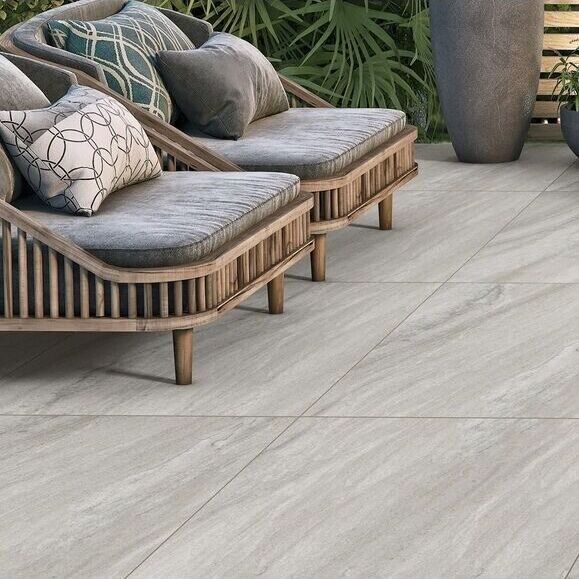 Volkas Bianco Outdoor Porcelain Paving Tiles 900x600 - 16mm